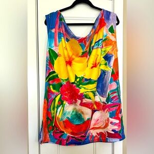 Ken Done Swimsuit Cover Up/Dress L Artsy Vintage Designer Resort Coastal Beach